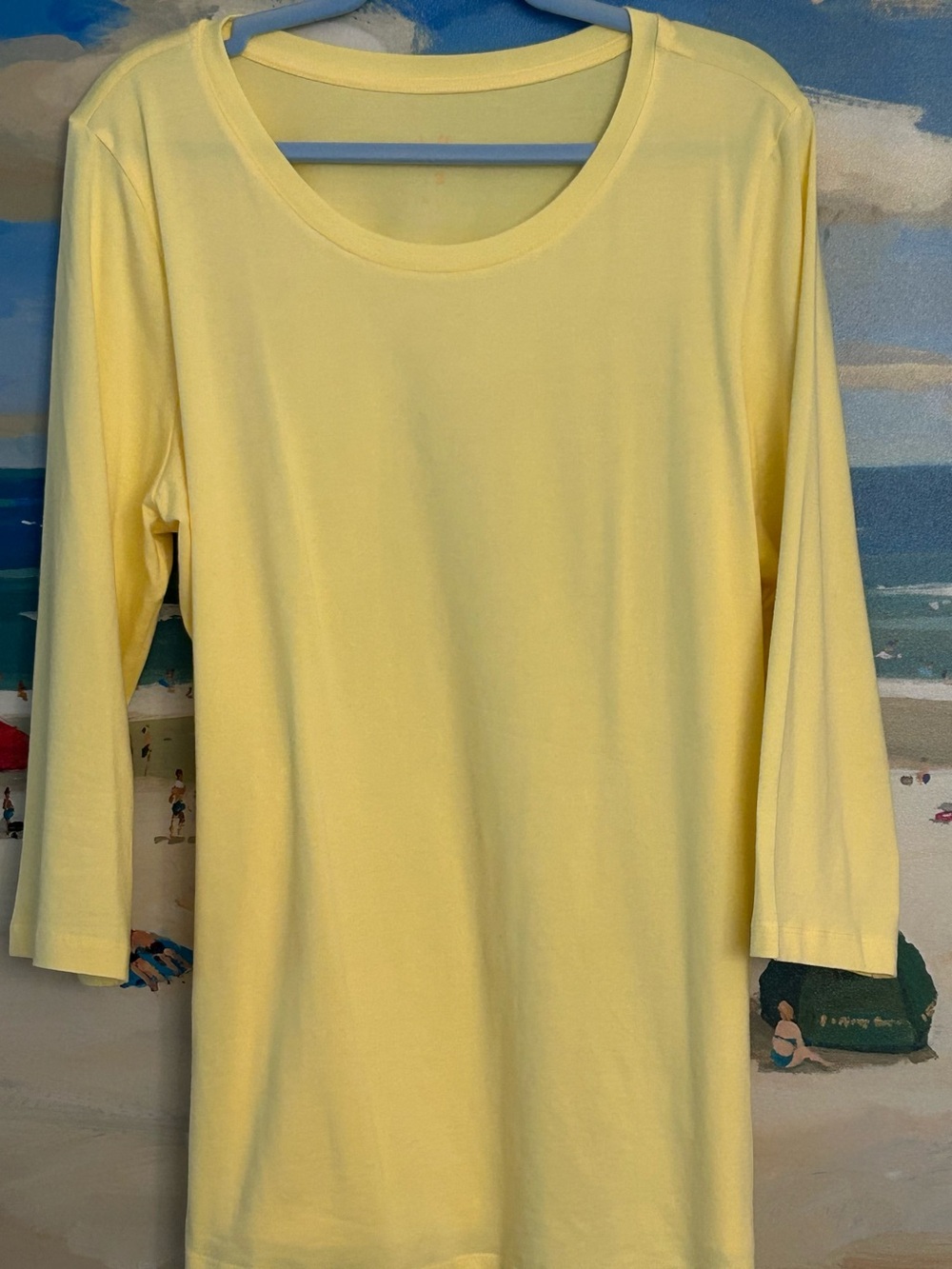 Belle by Kim Gravel Soft Yellow Long Sleeve Crewneck Top   L